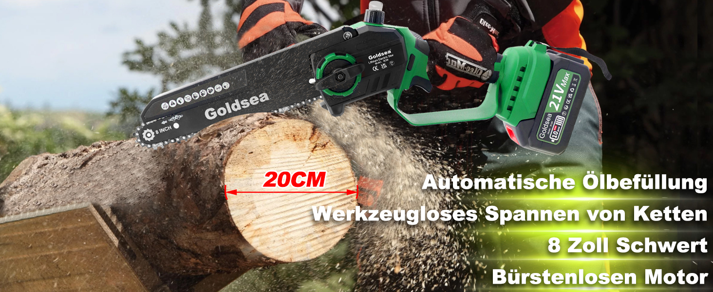 Goldsea 6 Inch Mini Chainsaw with 4000 mAh Battery A+ detail image