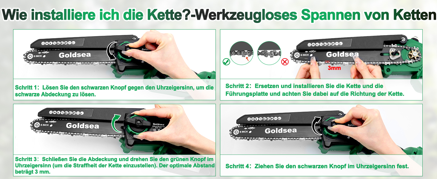 Goldsea 6 Inch Mini Chainsaw with 4000 mAh Battery A+ detail image