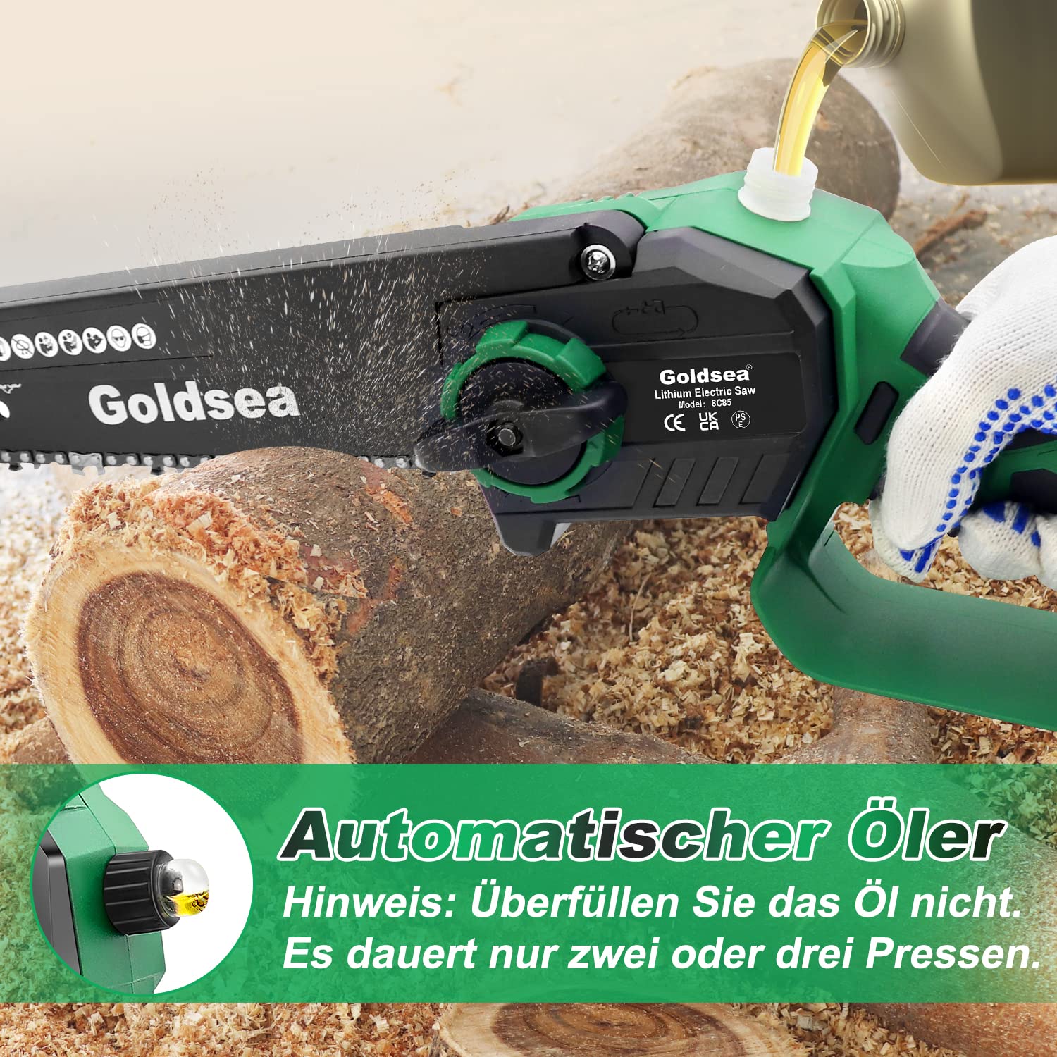 Goldsea 6 Inch Mini Chainsaw with 4000 mAh Battery