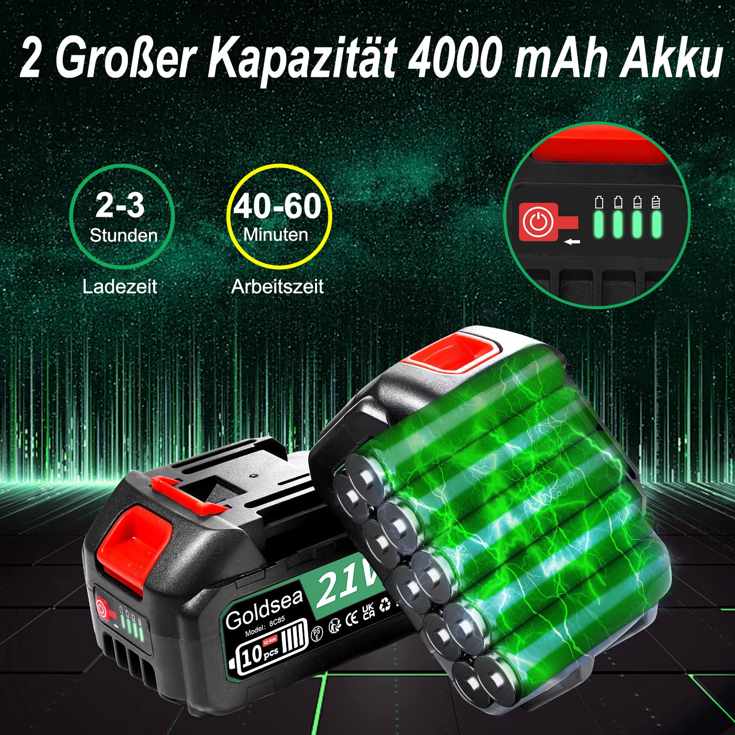 Goldsea 6 Inch Mini Chainsaw with 4000 mAh Battery