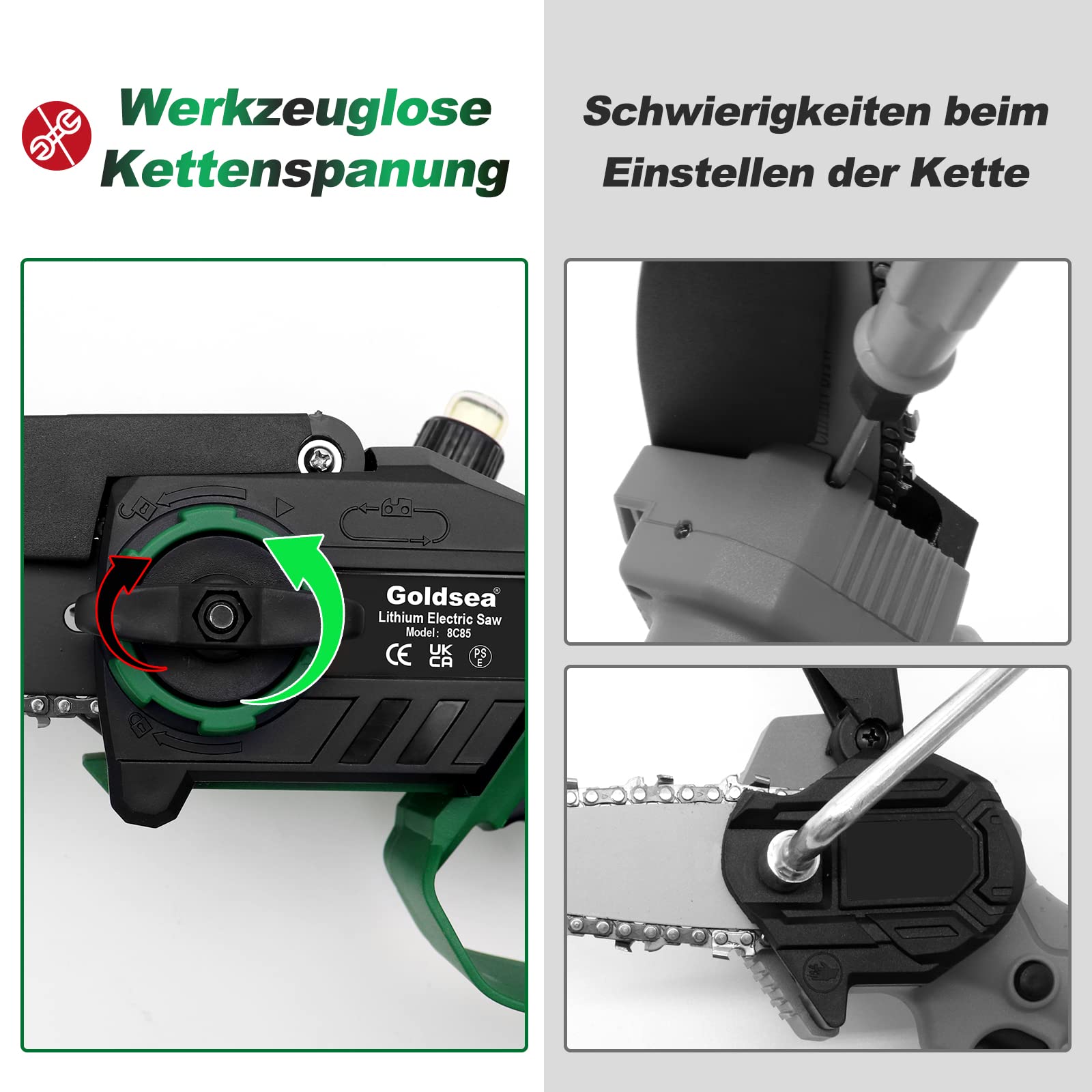 Goldsea 6 Inch Mini Chainsaw with 4000 mAh Battery