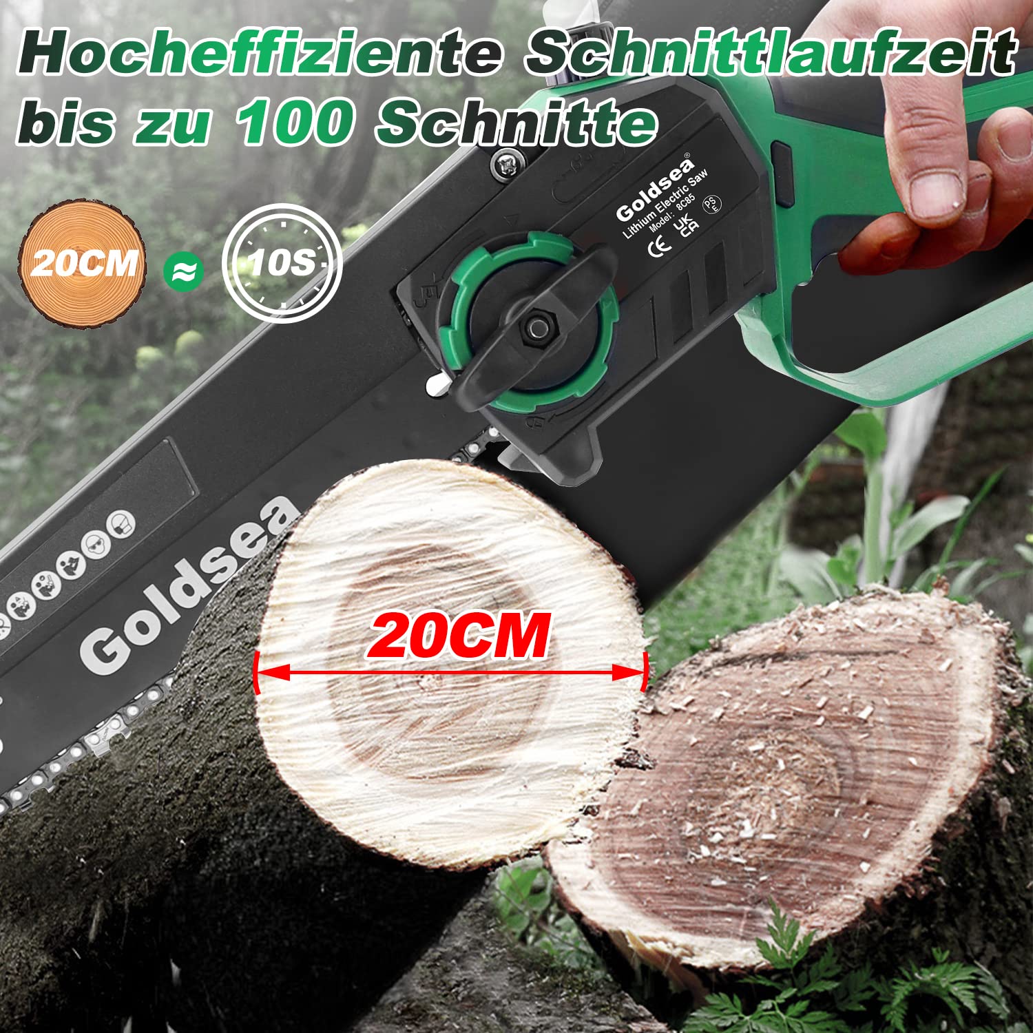Goldsea 6 Inch Mini Chainsaw with 4000 mAh Battery