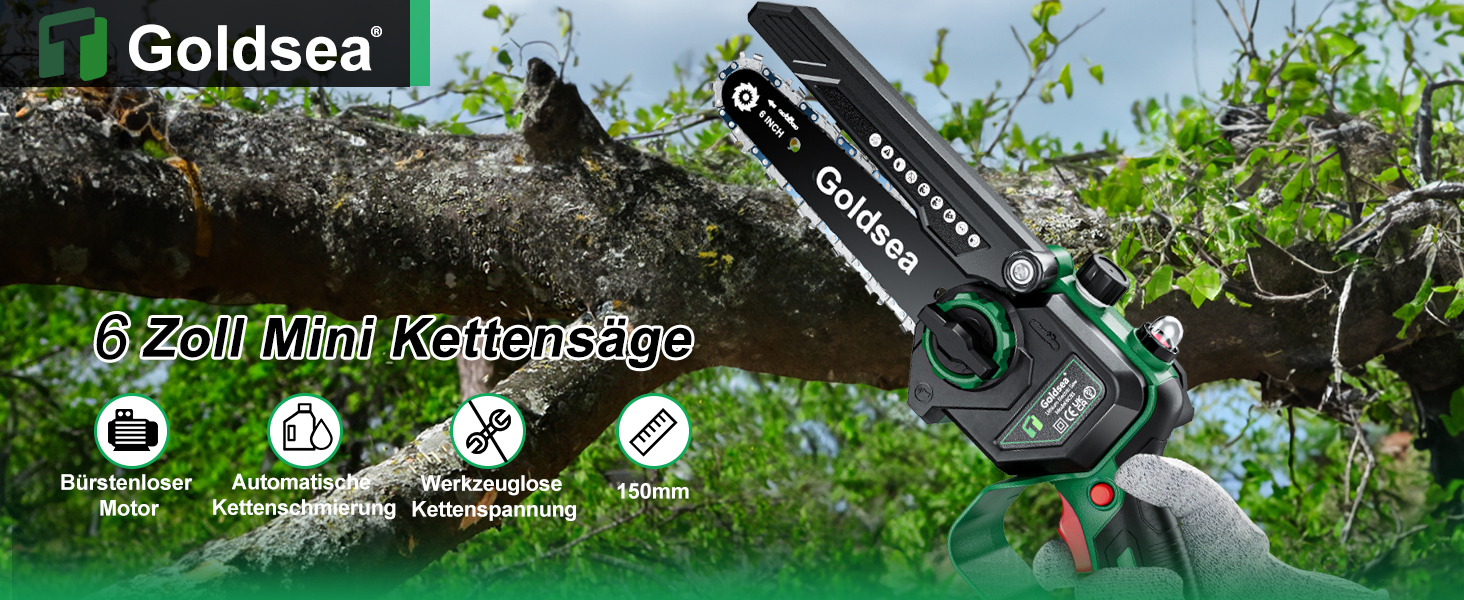 Goldsea 6 Inch Mini Chainsaw with Battery and Charger A+ detail image