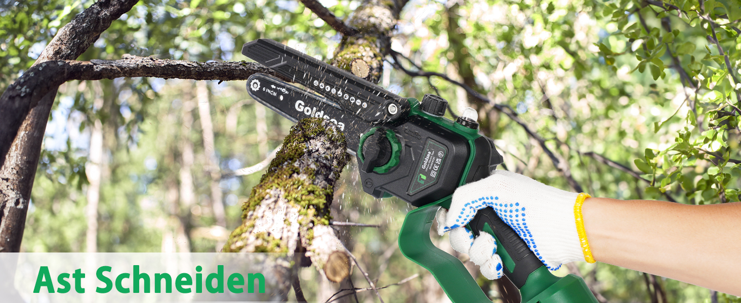 Goldsea 6 Inch Mini Chainsaw with Battery and Charger A+ detail image