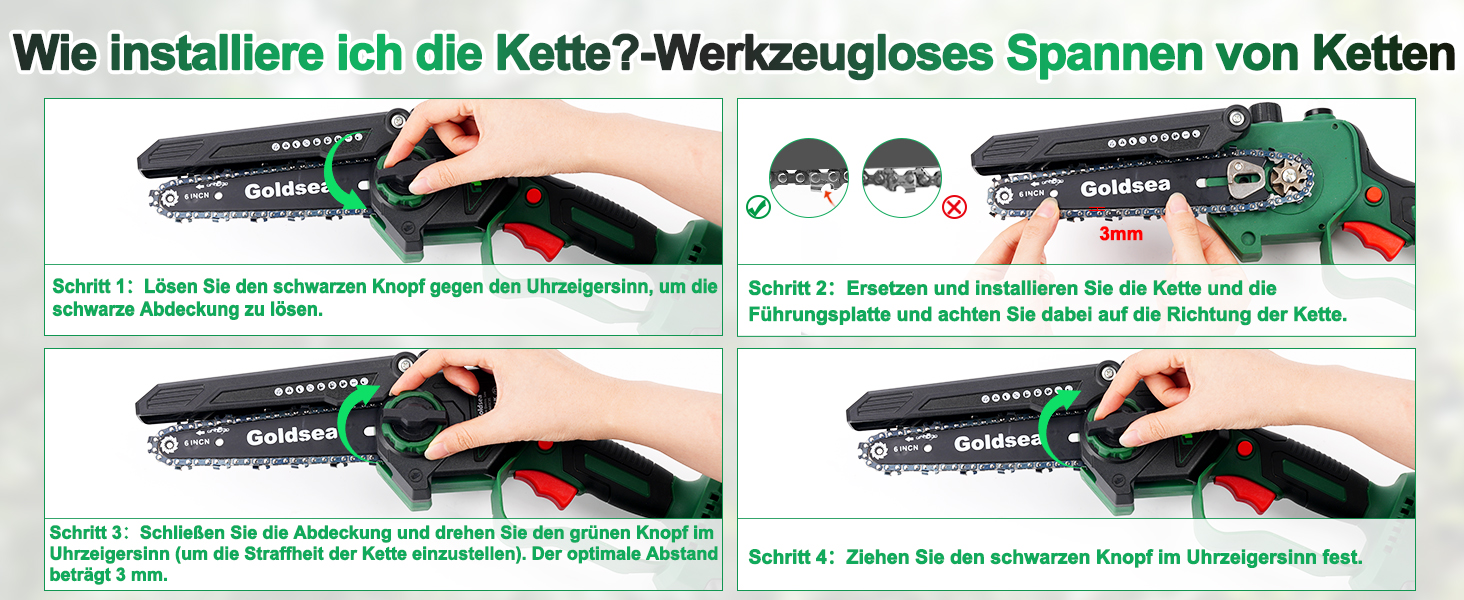 Goldsea 6 Inch Mini Chainsaw with Battery and Charger A+ detail image
